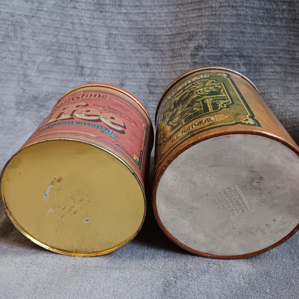 Vintage Sunshine Red Coffee Tin Can Homestead Cookie Tin Farmhouse Kitchen Set - Picture 8 of 12